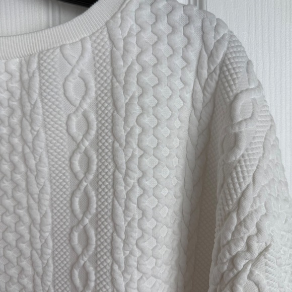 SHEIN Curve White Cable Knit Sweatshirt Pink Sequin Heart 3XL Plus Top Valentine - Picture 8 of 8